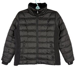 Nautica Women's Water Resistant Full Zip Puffer Black Jacket Size XL Warm Cozy